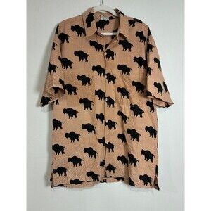 Rum Reggae Cabana Shirt Mens XL Buffalo All Over Print Short Sleeve Pockets